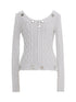 Cable Knit Crewneck Sweater Grey Cotton Cardigan