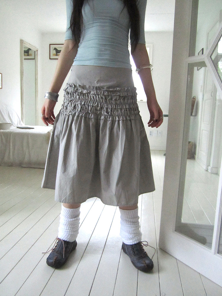 ang project Vintage Lace Edge Ruffle A Line Midi Skirt