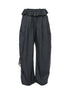 Grey Wool Tapered Trousers With Lace Trim