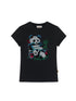 Happy Panda Embroidered Crop Tee V-neck T-shirt Long-Sleeve