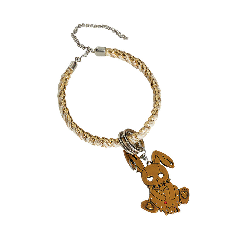 YOSHUYUKI Vintage Gold Rabbit Collar Necklace Detachable Two Tone Metal