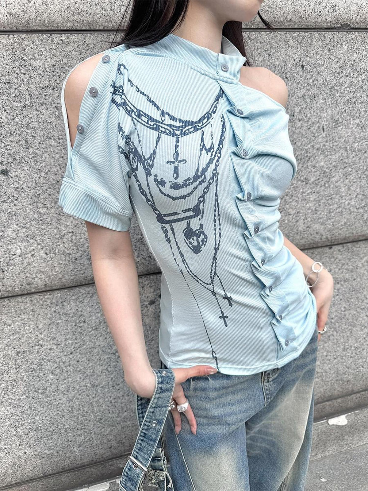 HEMOGLOBIN Blue Print Ruched Women&