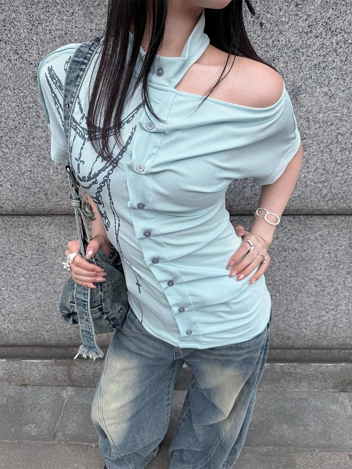 HEMOGLOBIN Blue Print Ruched Women&