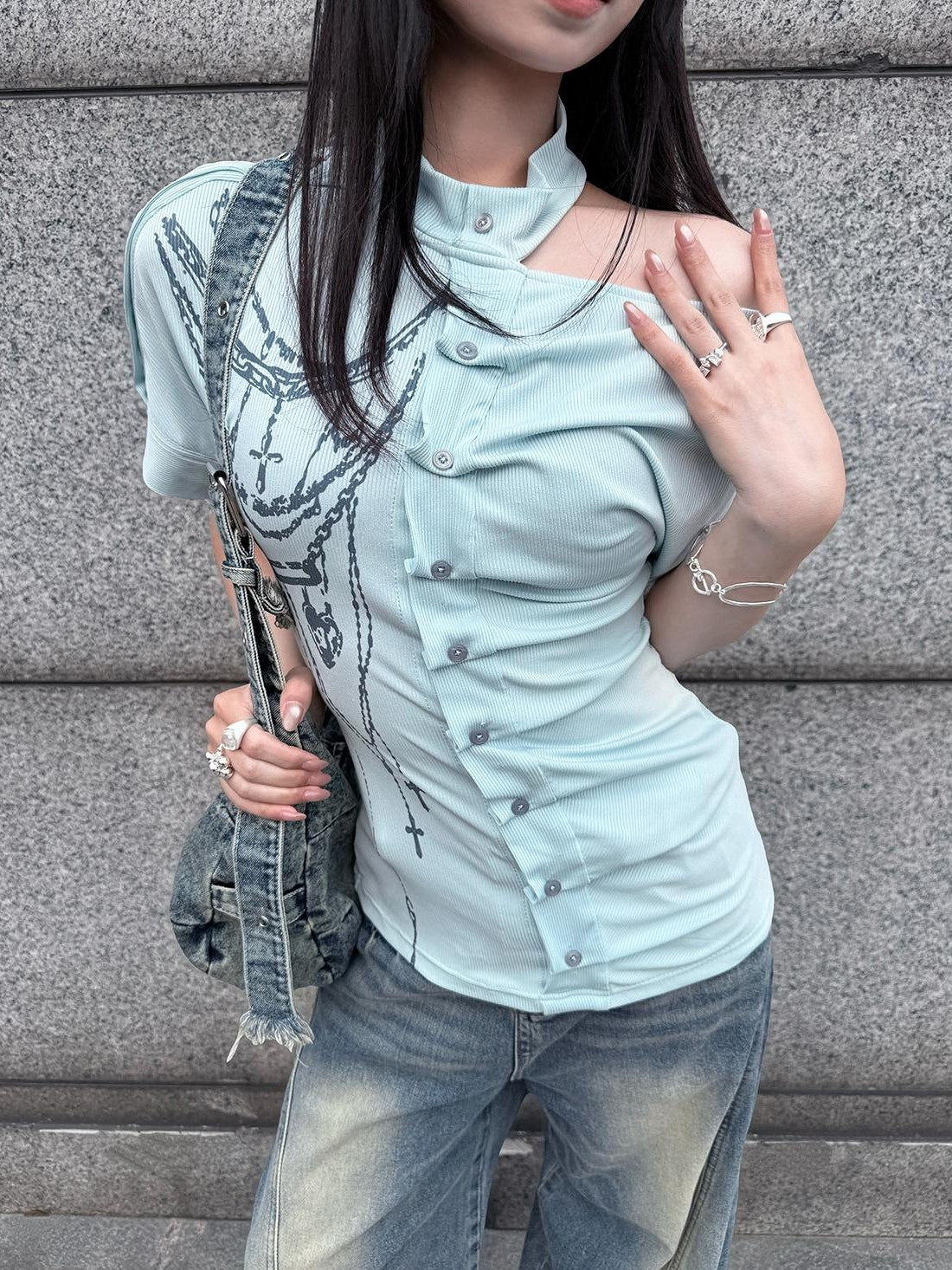 HEMOGLOBIN Blue Print Ruched Women&