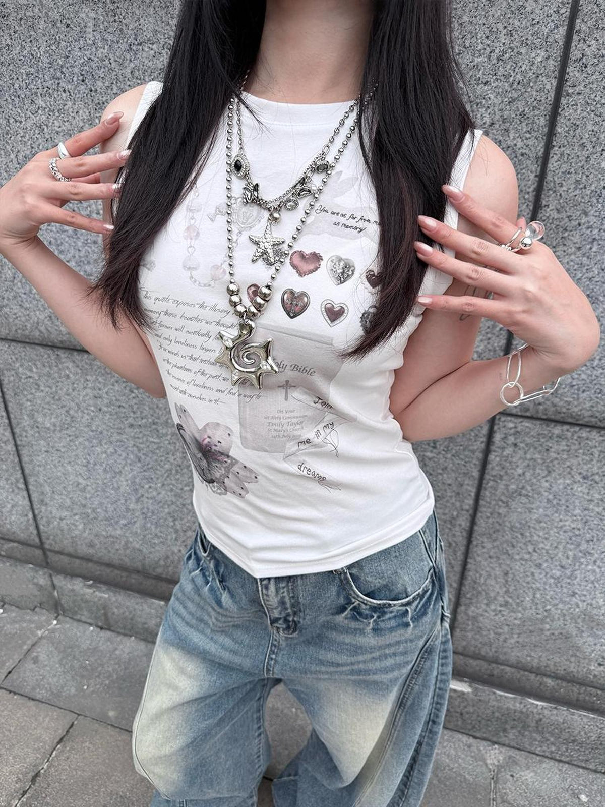 HEMOGLOBIN Butterfly Print Punk Streetwear Women&
