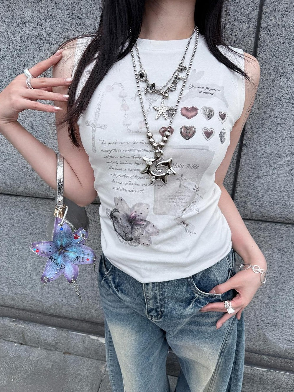 HEMOGLOBIN Butterfly Print Punk Streetwear Women&