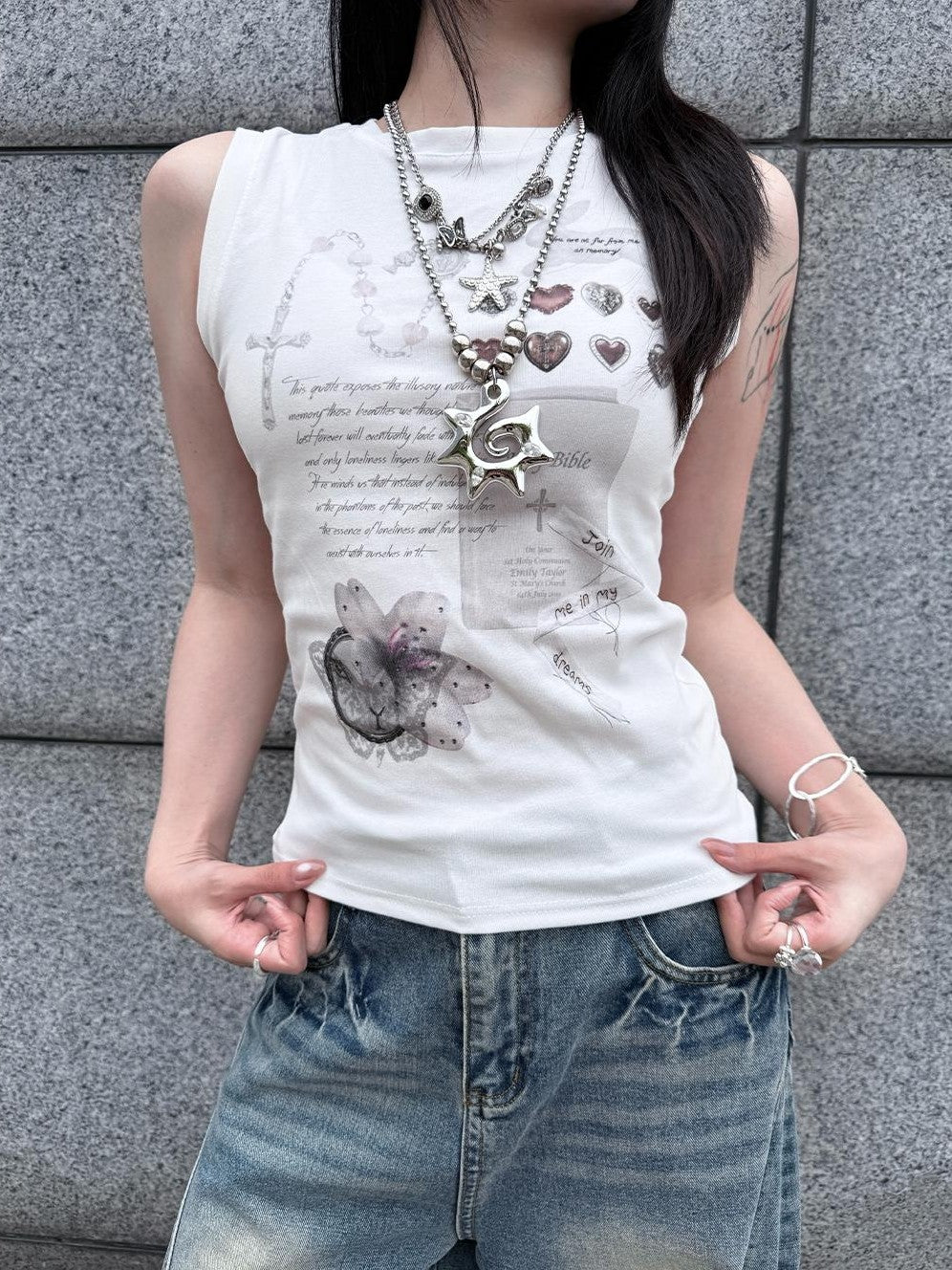HEMOGLOBIN Butterfly Print Punk Streetwear Women&