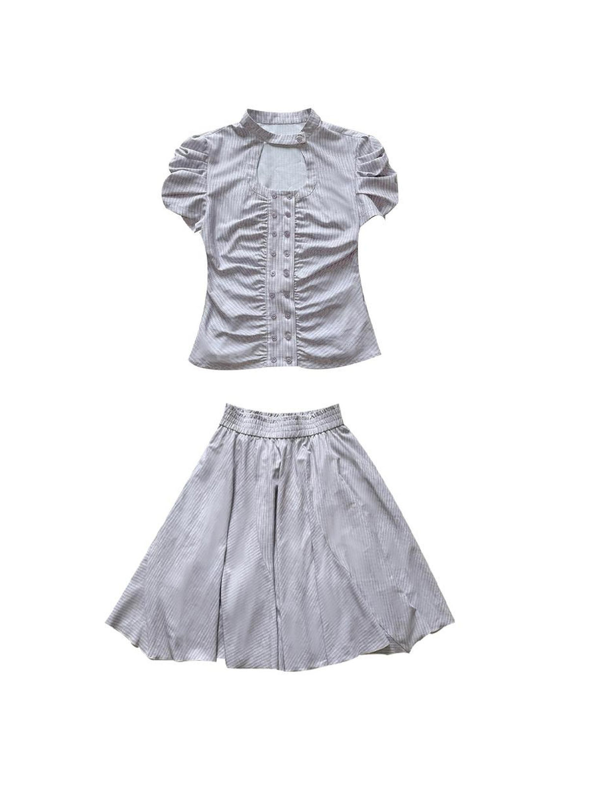 HEMOGLOBIN Pleated Striped Preppy Slim Fit Women&
