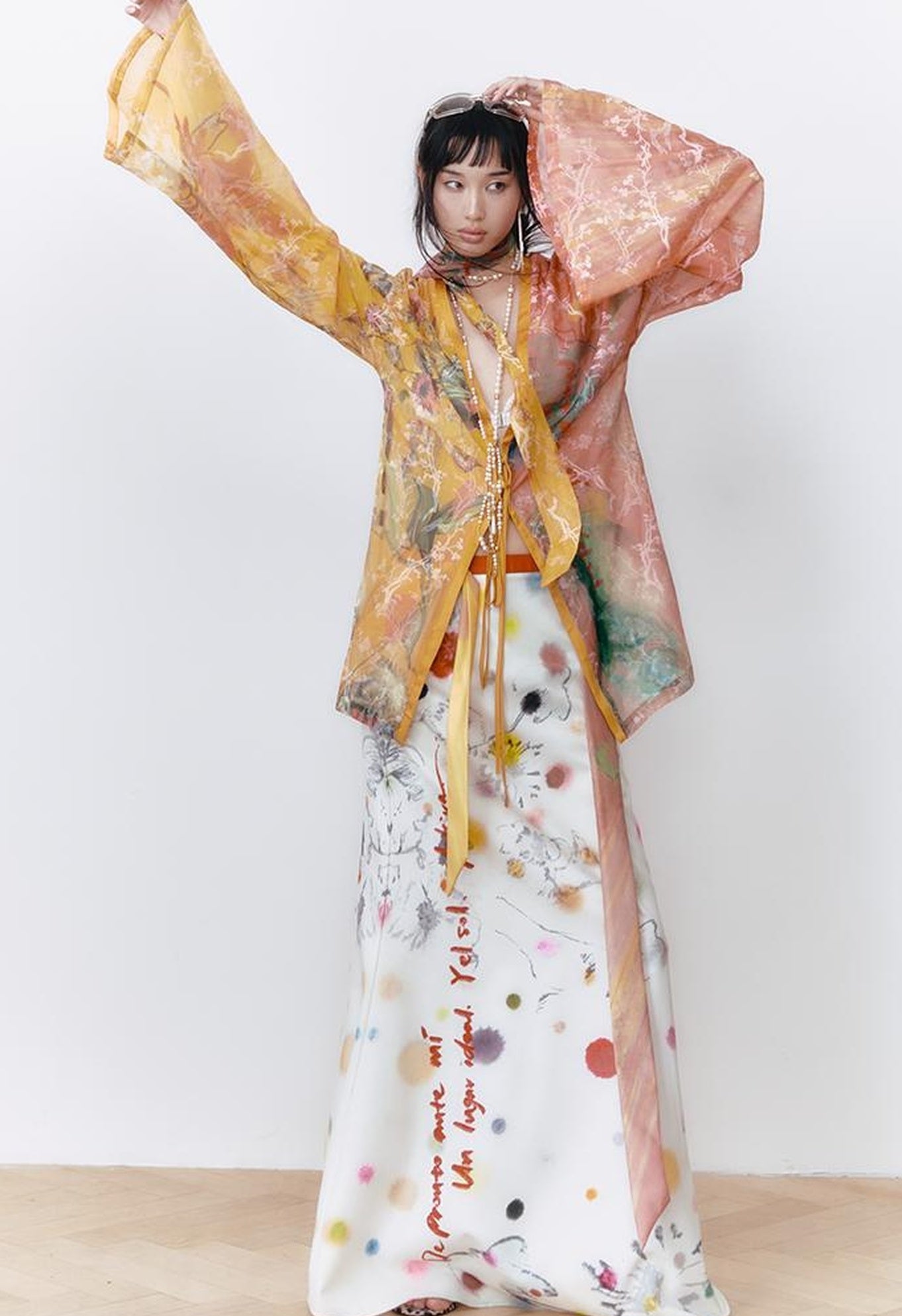 OfAkiva Hand-Painted Floral Print Boho Kimono Cardigan Cover-Up