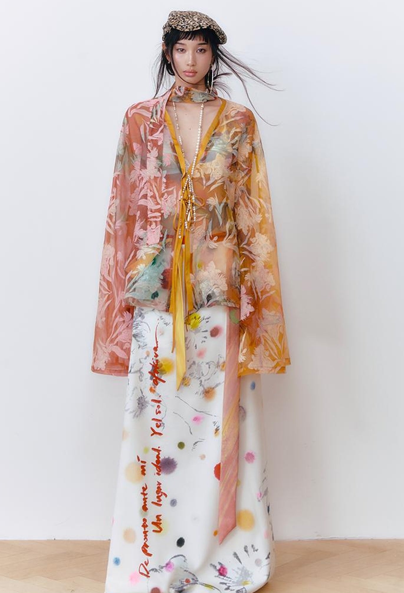 OfAkiva Hand-Painted Floral Print Boho Kimono Cardigan Cover-Up
