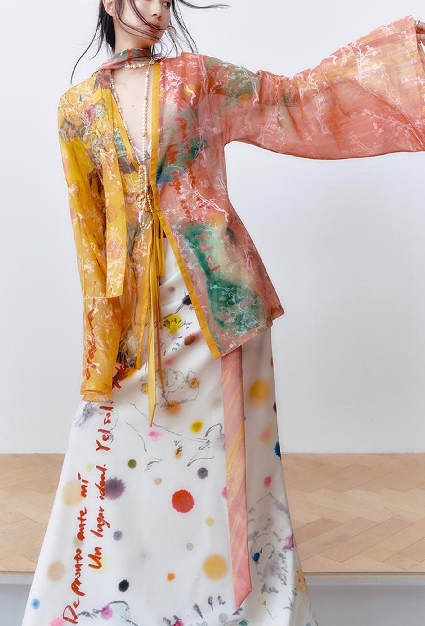 OfAkiva Hand-Painted Floral Print Boho Kimono Cardigan Cover-Up