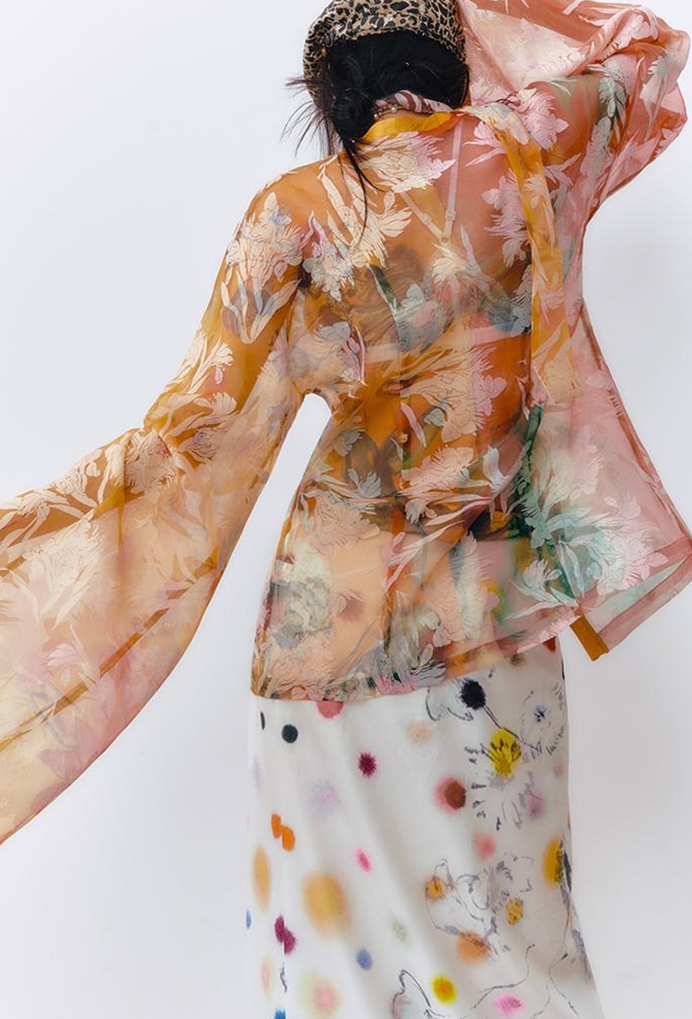 OfAkiva Hand-Painted Floral Print Boho Kimono Cardigan Cover-Up