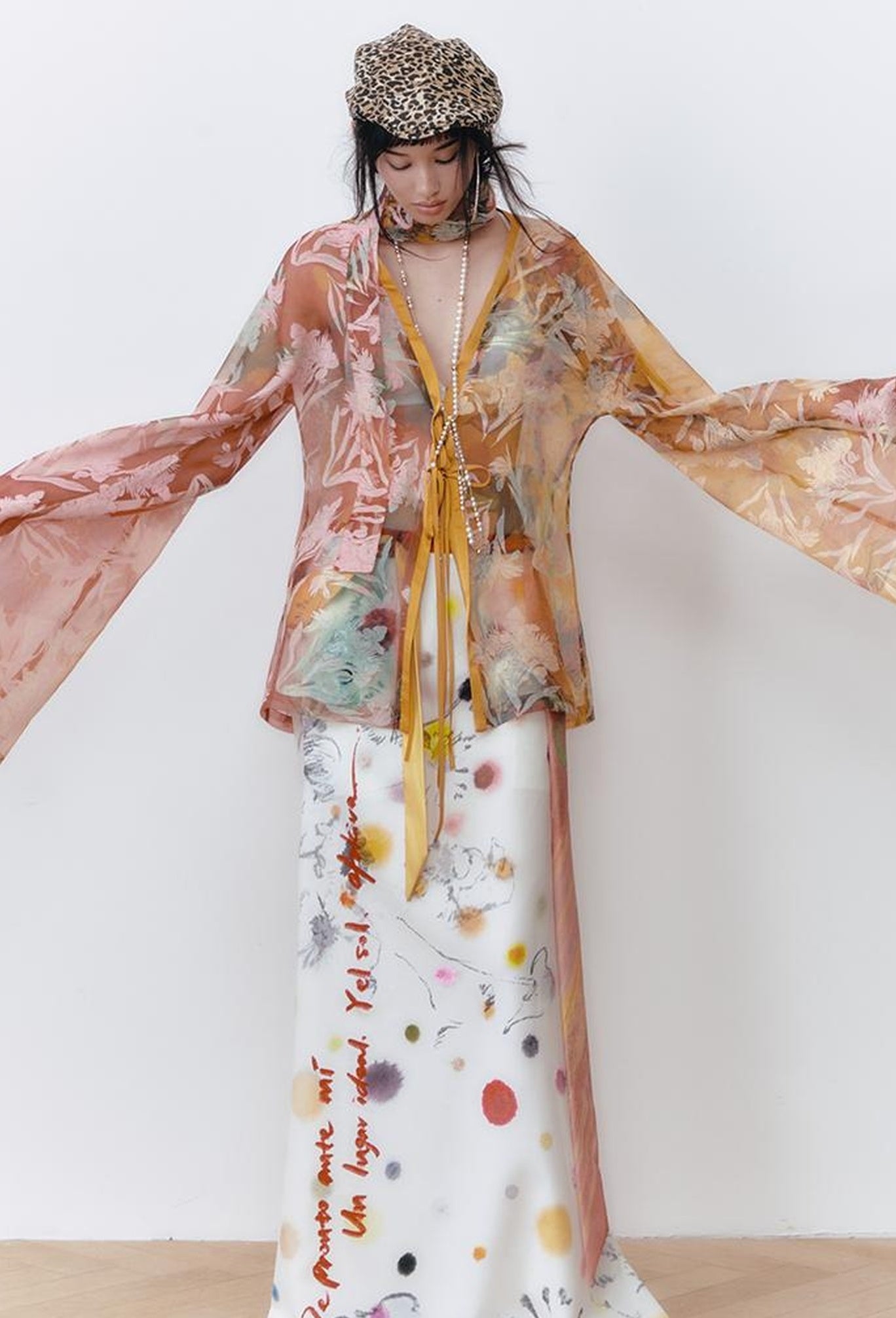 OfAkiva Hand-Painted Floral Print Boho Kimono Cardigan Cover-Up