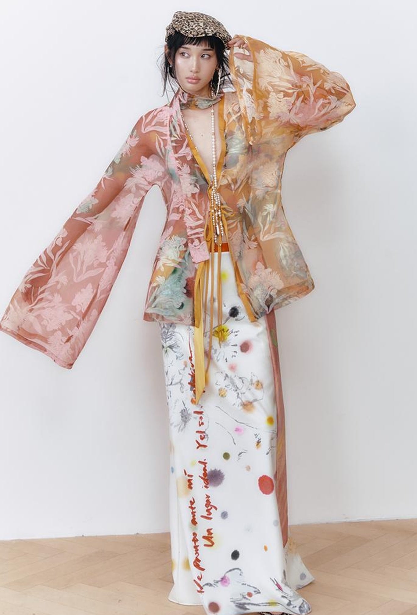 OfAkiva Hand-Painted Floral Print Boho Kimono Cardigan Cover-Up