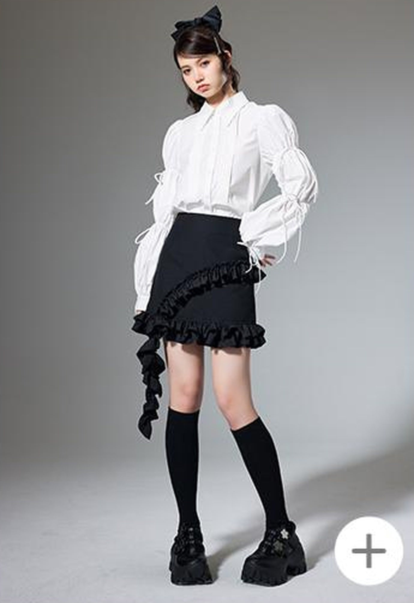 DIDDI MODA Hanging Flounce A Line Skirt High Waist Asymmetrical Mini