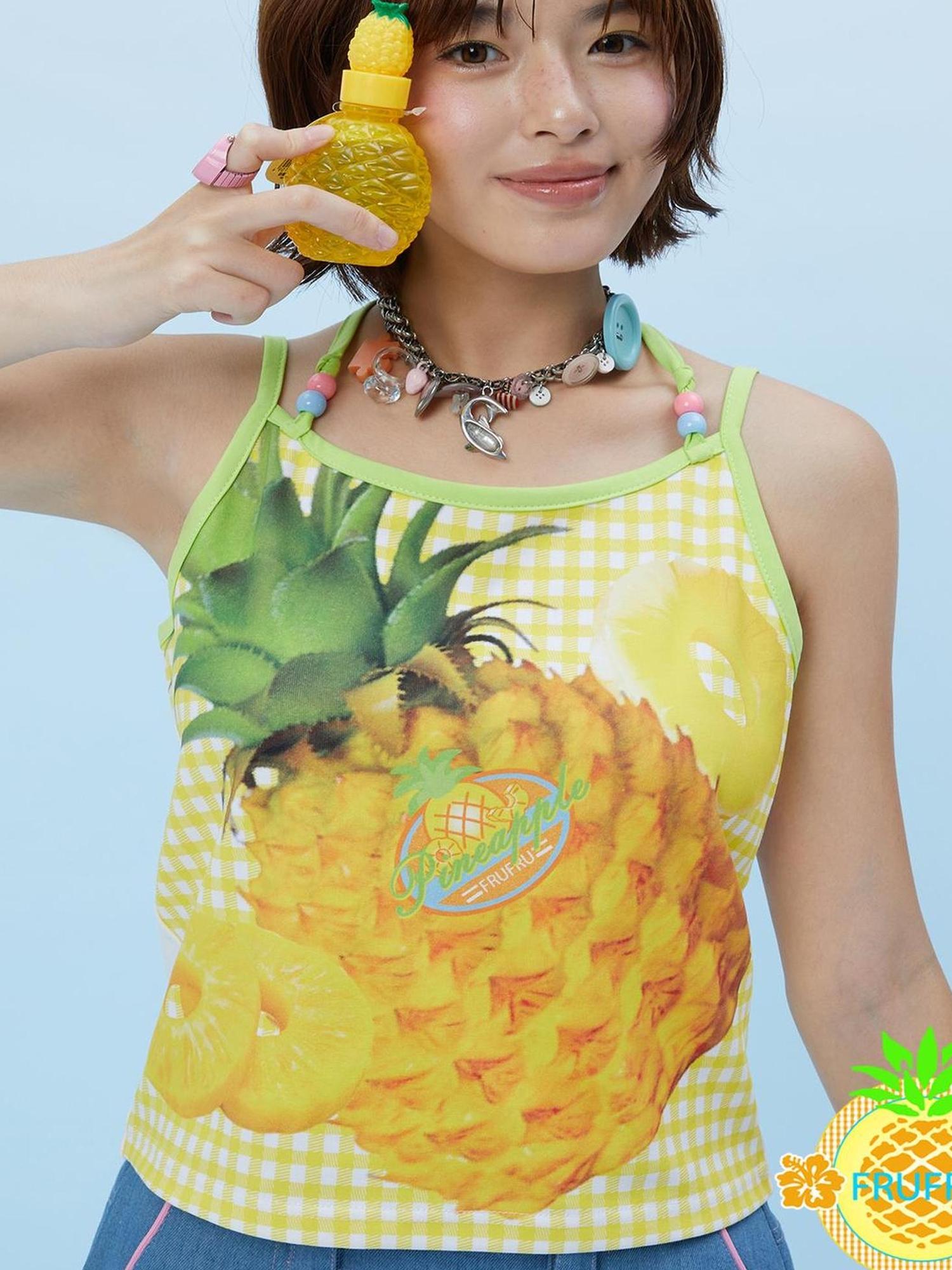 Frufru Gulu Hawaii Dream Japanese Style Fruit Print Cotton Strappy Top