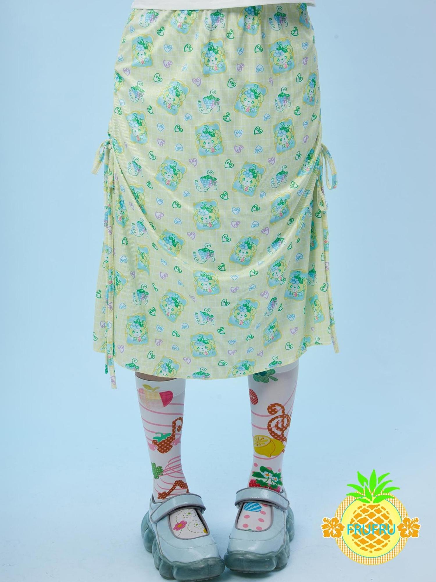 Frufru Gulu Hawaiian Dream Cartoon Print Sun Protection Dress Set