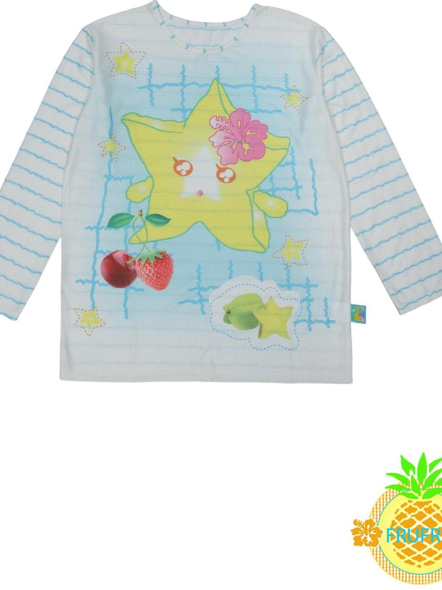 Frufru Gulu Hawaiian Dream Cartoon Starfruit Print Long Sleeve T Shirt For Women
