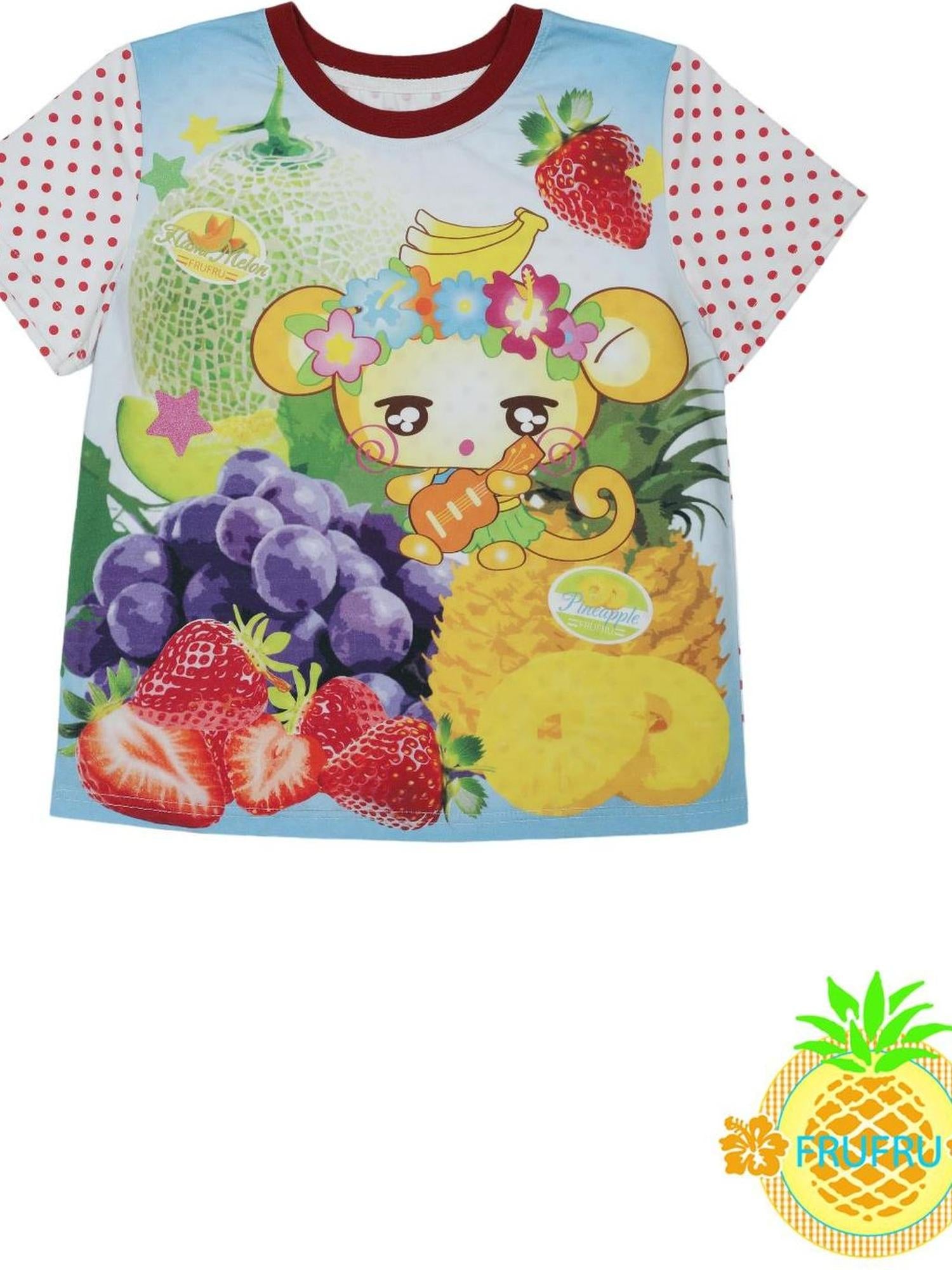 Frufru Gulu Hawaiian Dream Cute Cartoon Monkey Print Short Sleeve T Shirt
