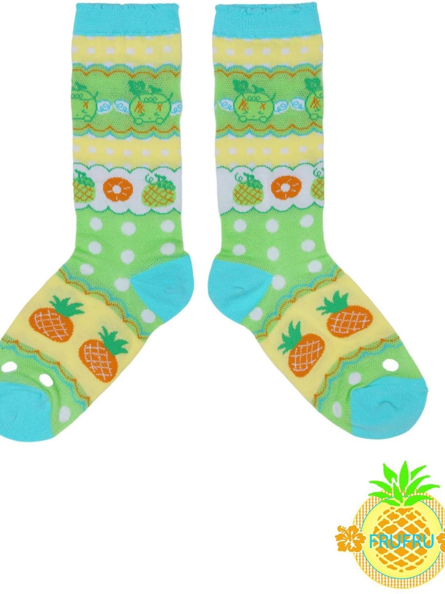 Frufru Gulu Hawaiian Dream Melon Illustrated Silk Socks For Women