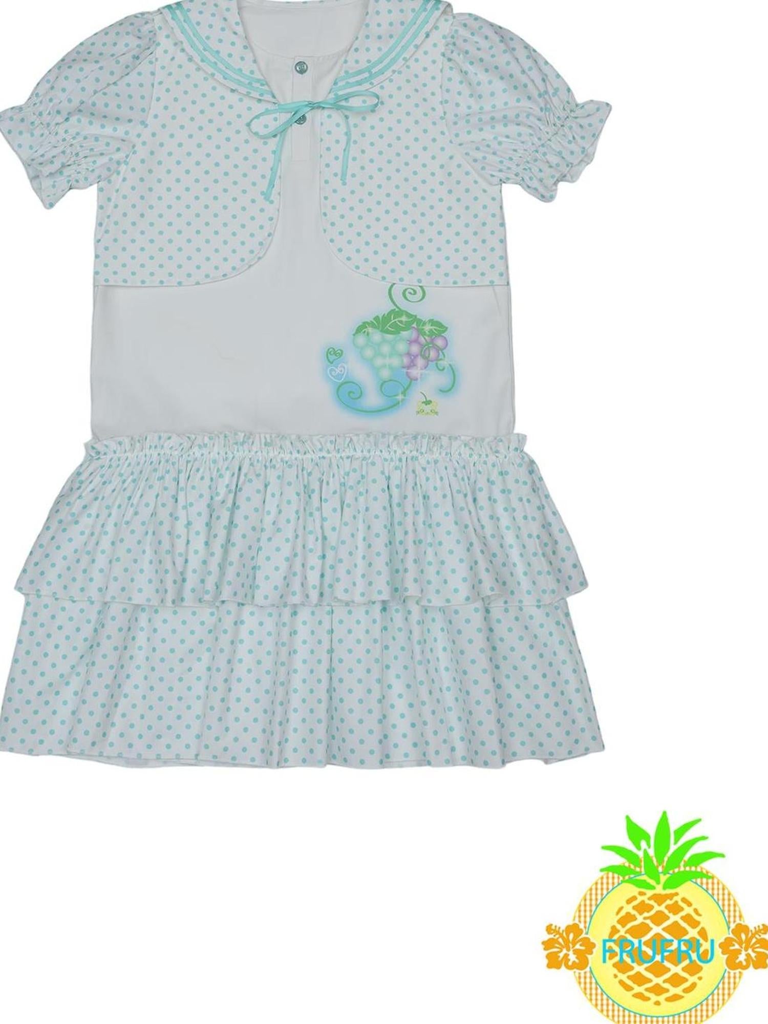 Frufru Gulu Hawaiian Dream Summer Polka Dot Navy Collar Dress