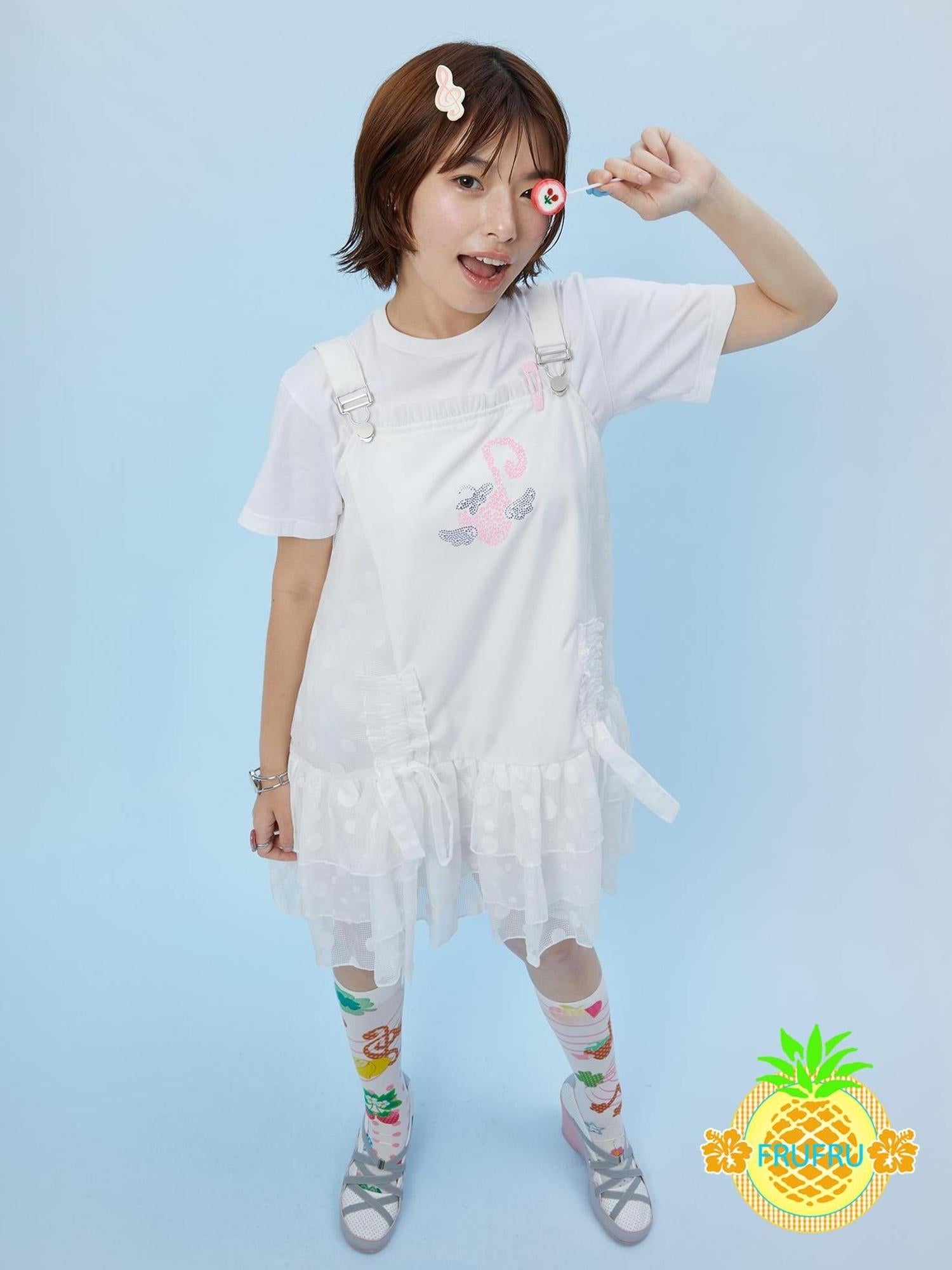 Frufru Gulu Hawaiian Dream White Lace Diamond Back Sleeveless Summer Dress