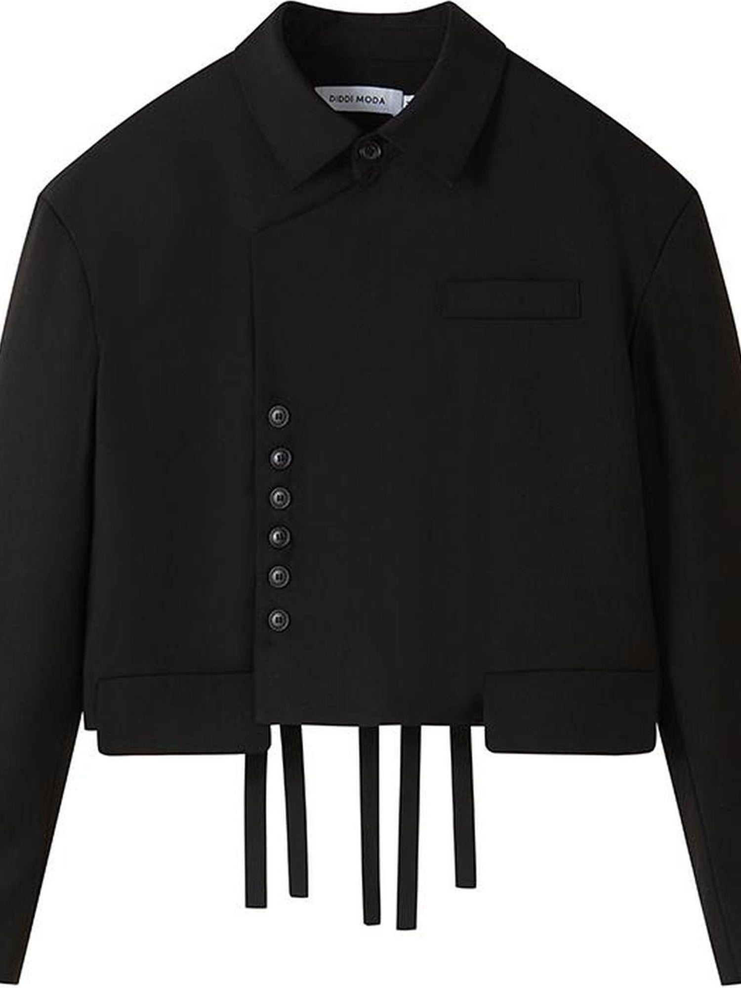 DIDDI MODA Heart Cutout Mandarin Collar Cropped Blazer
