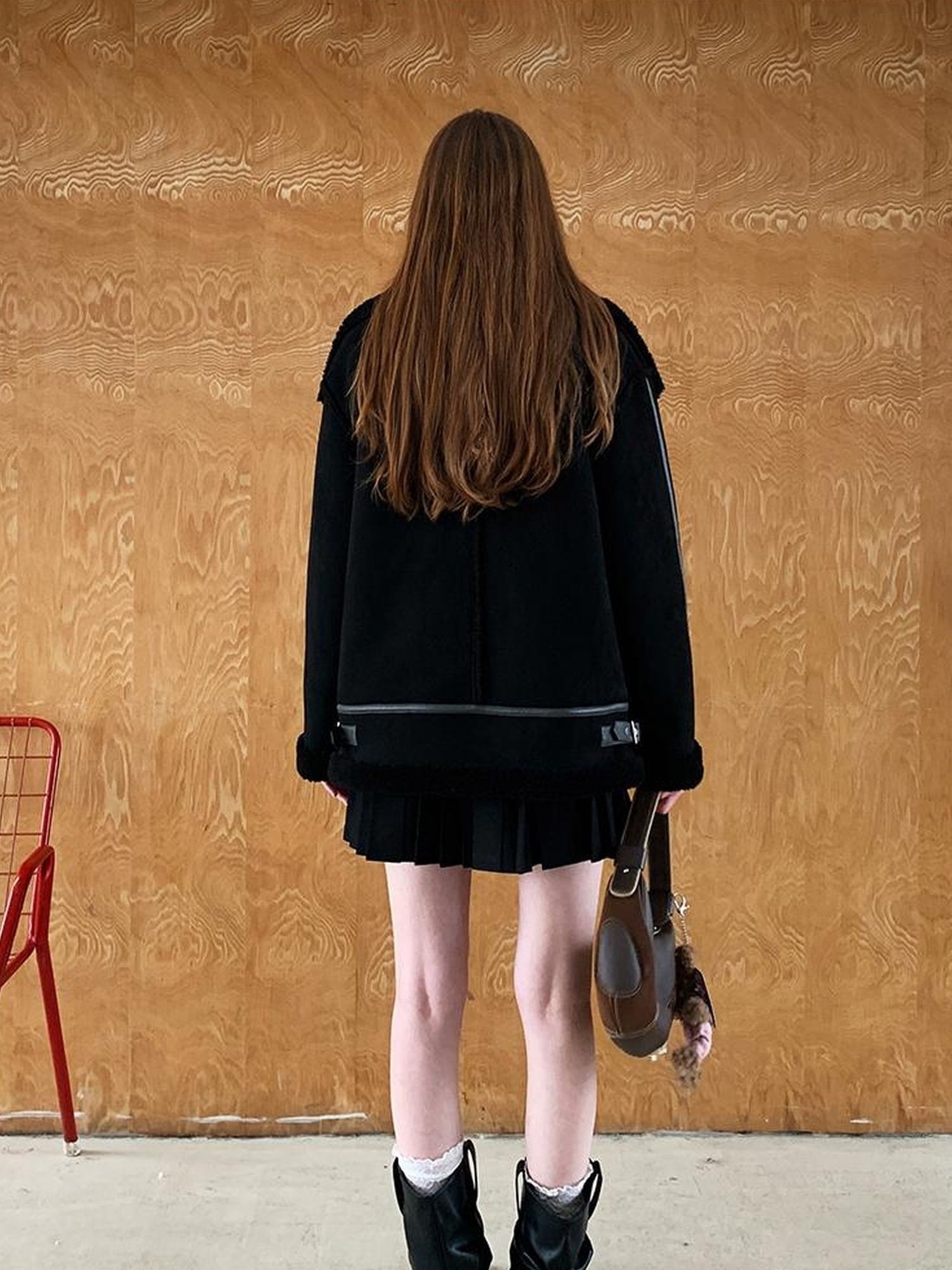 DIDDI MODA Heavyweight Embroidered Shearling Patchwork Jacket