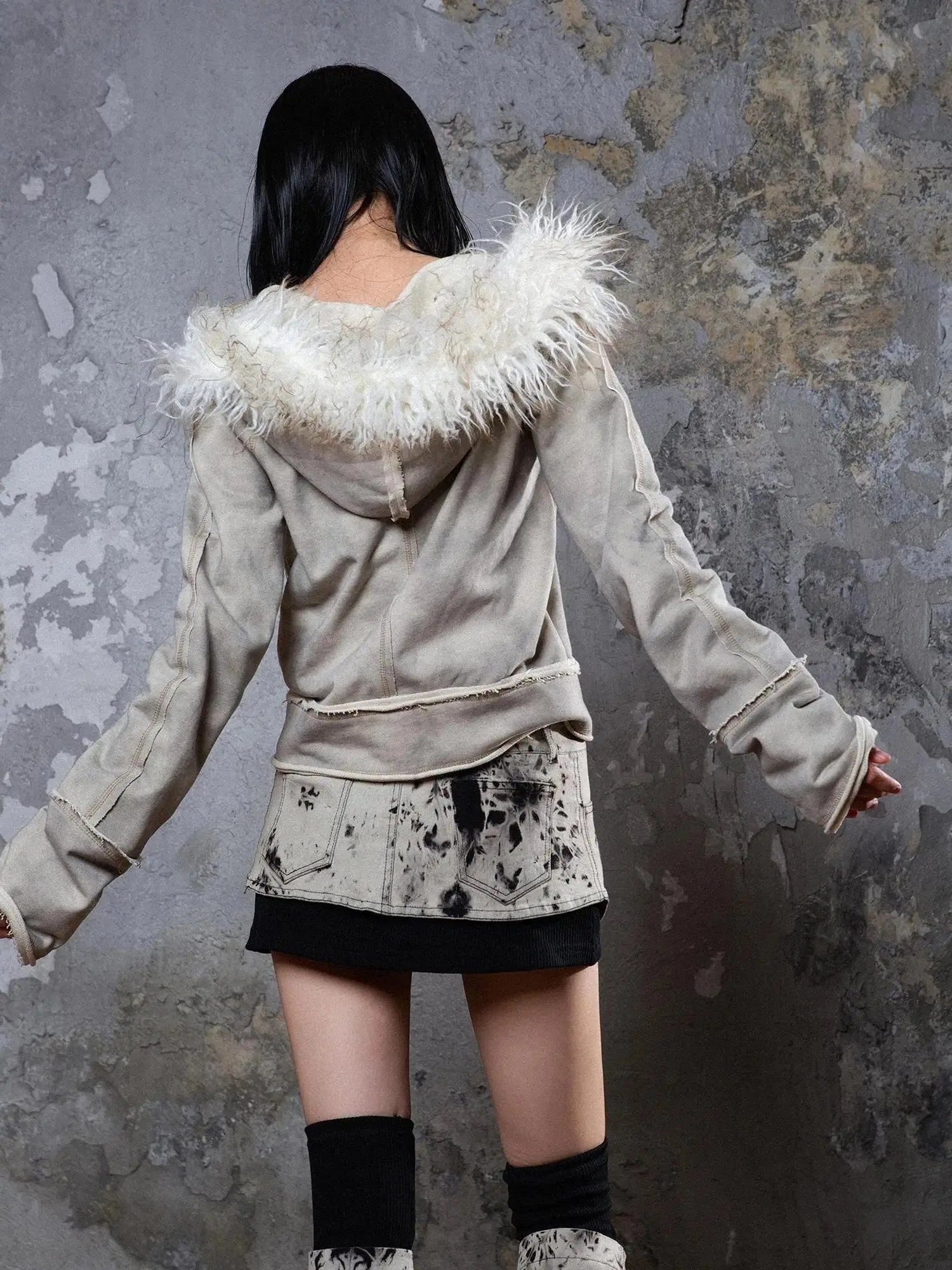 Heavyweight Tie Dye Low Rise Denim Mini Skirt
