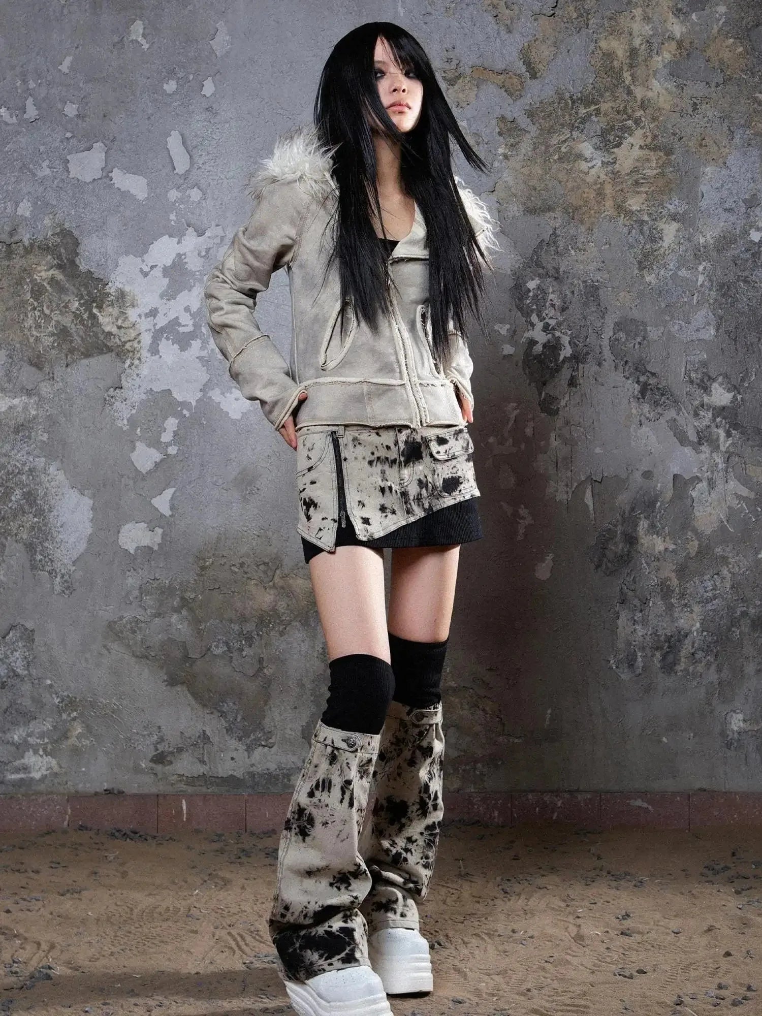 Heavyweight Tie Dye Low Rise Denim Mini Skirt