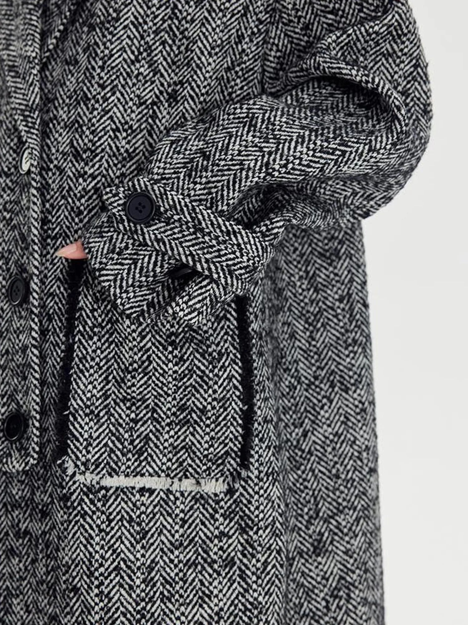 Herringbone Lazy Chic Asymmetrical Coat