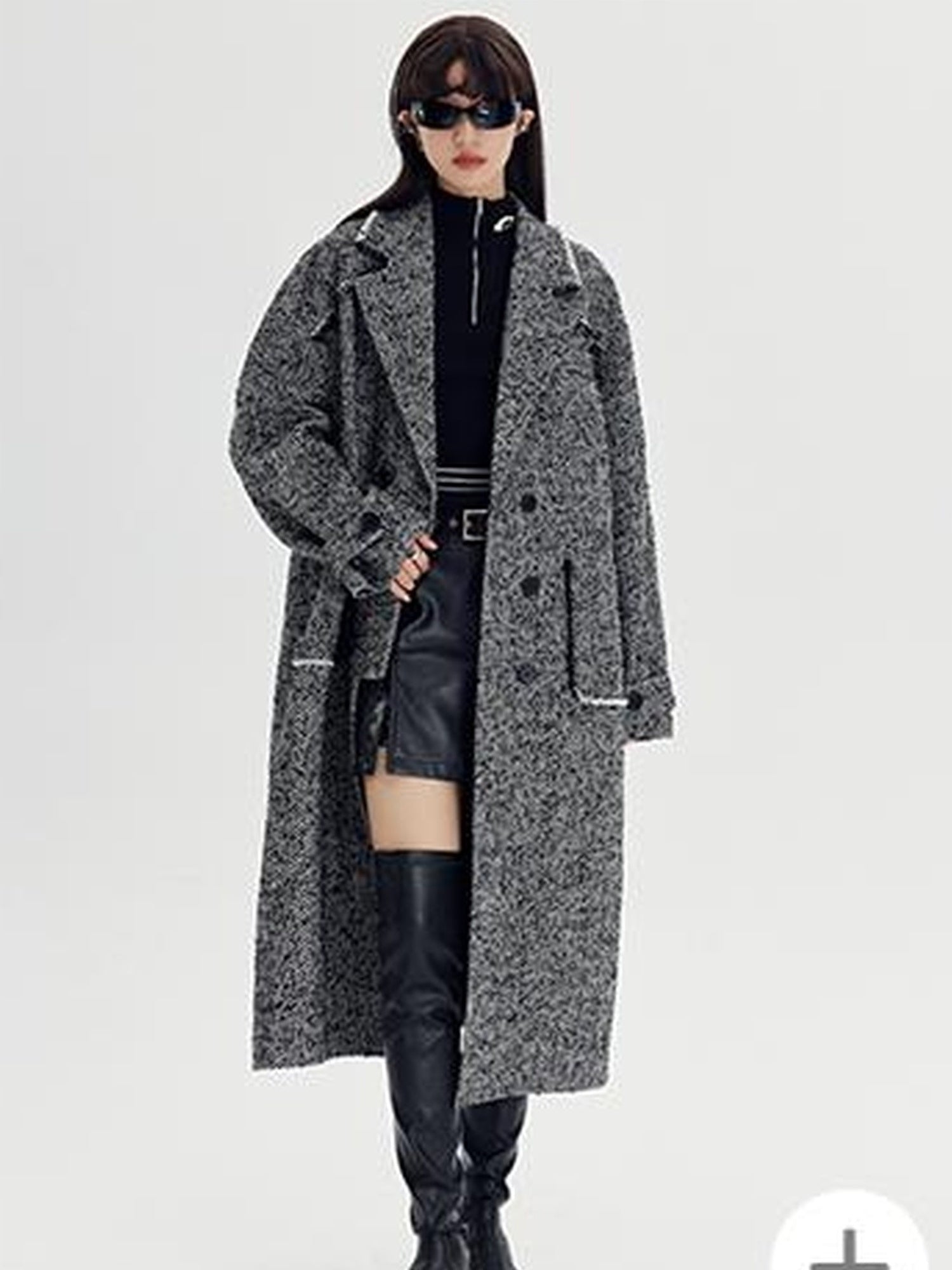 DIDDI MODA Herringbone Lazy Chic Asymmetrical Coat