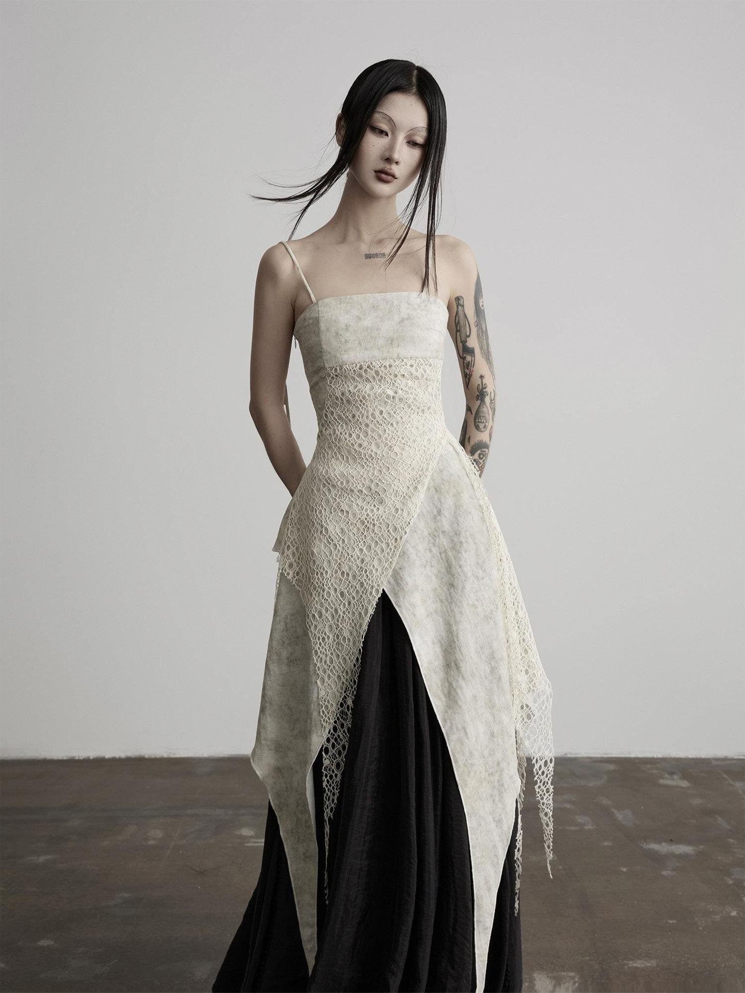 INDULGE Apricot Lace Structured Asymmetric Women&