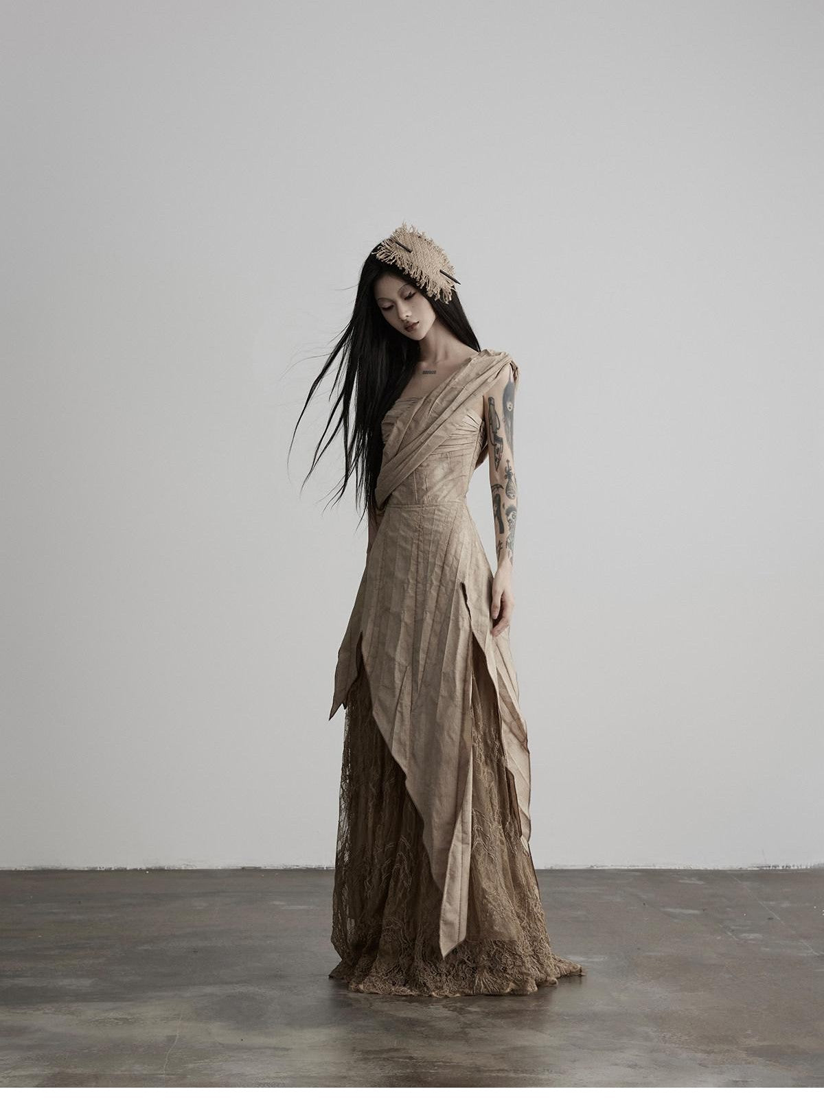 INDULGE Asymmetrical Layered Lace Patchwork Tribal Women&