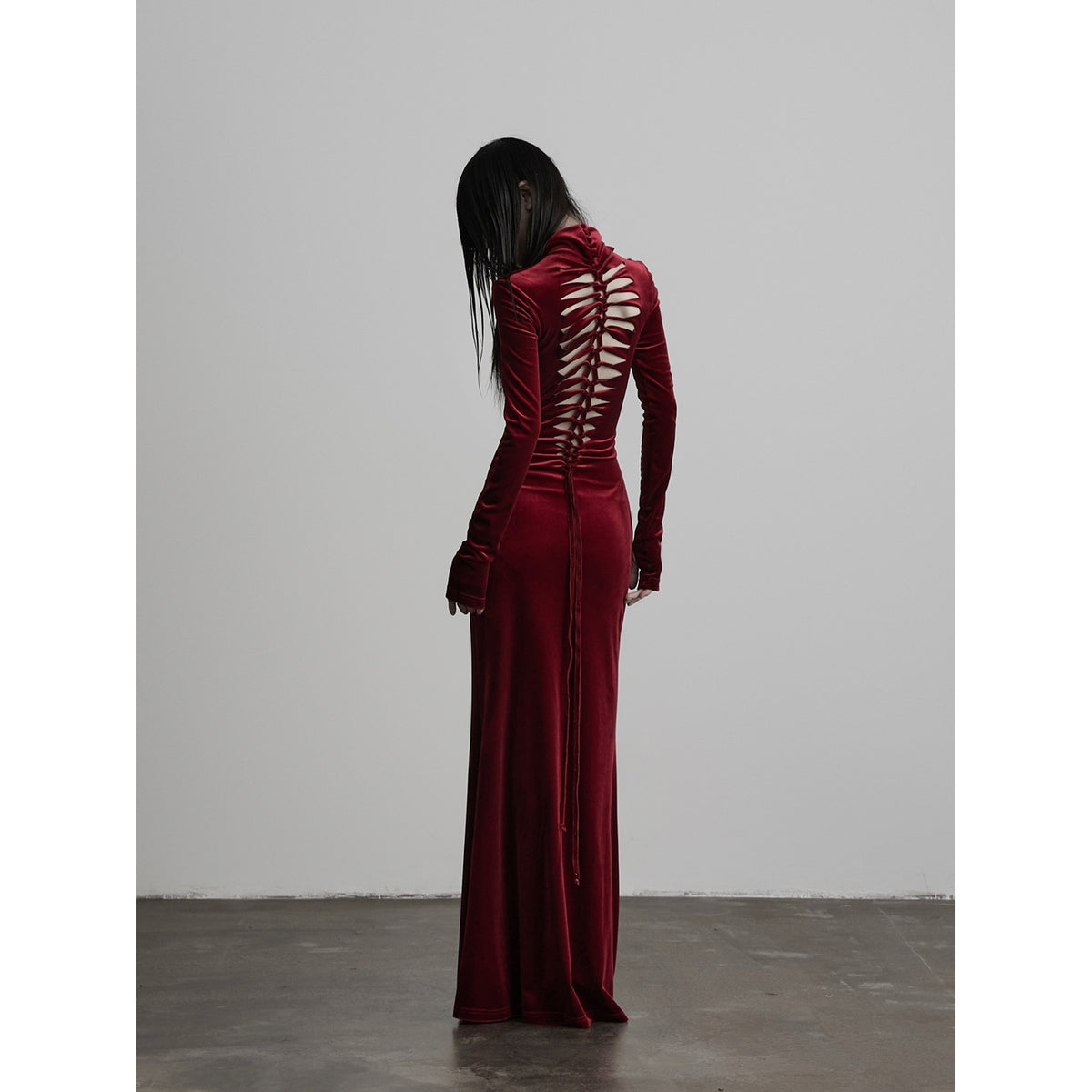 INDULGE_Backless_Lace_Up_High_Neck_Waist_Cinched_Women&