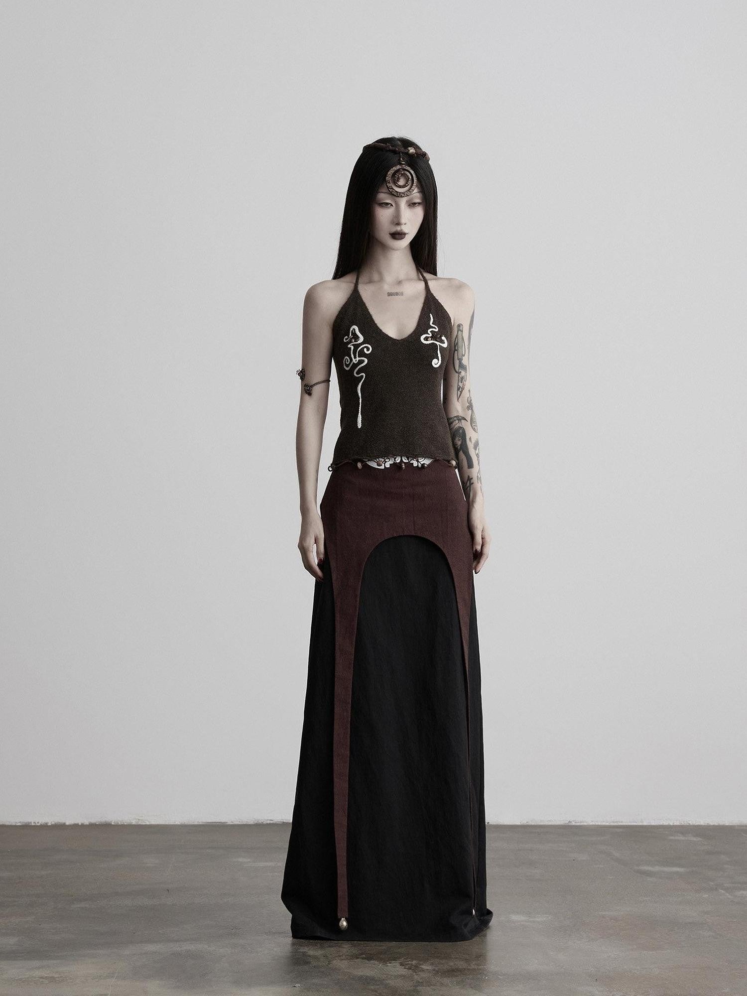 INDULGE Beaded Embroidered Knit Halter Women&
