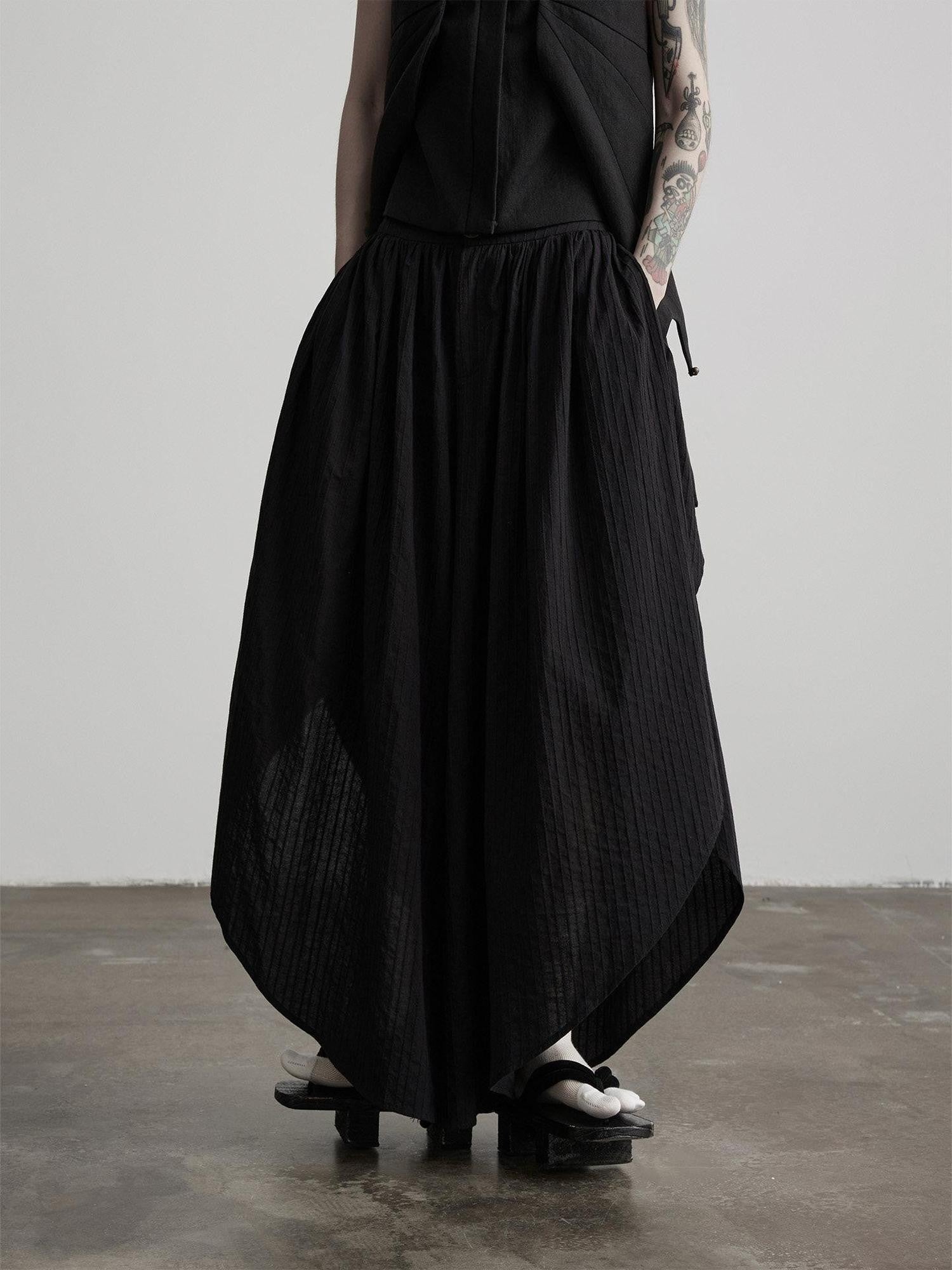 INDULGE Black Asymmetric Oversized High Waist Pockets Women&