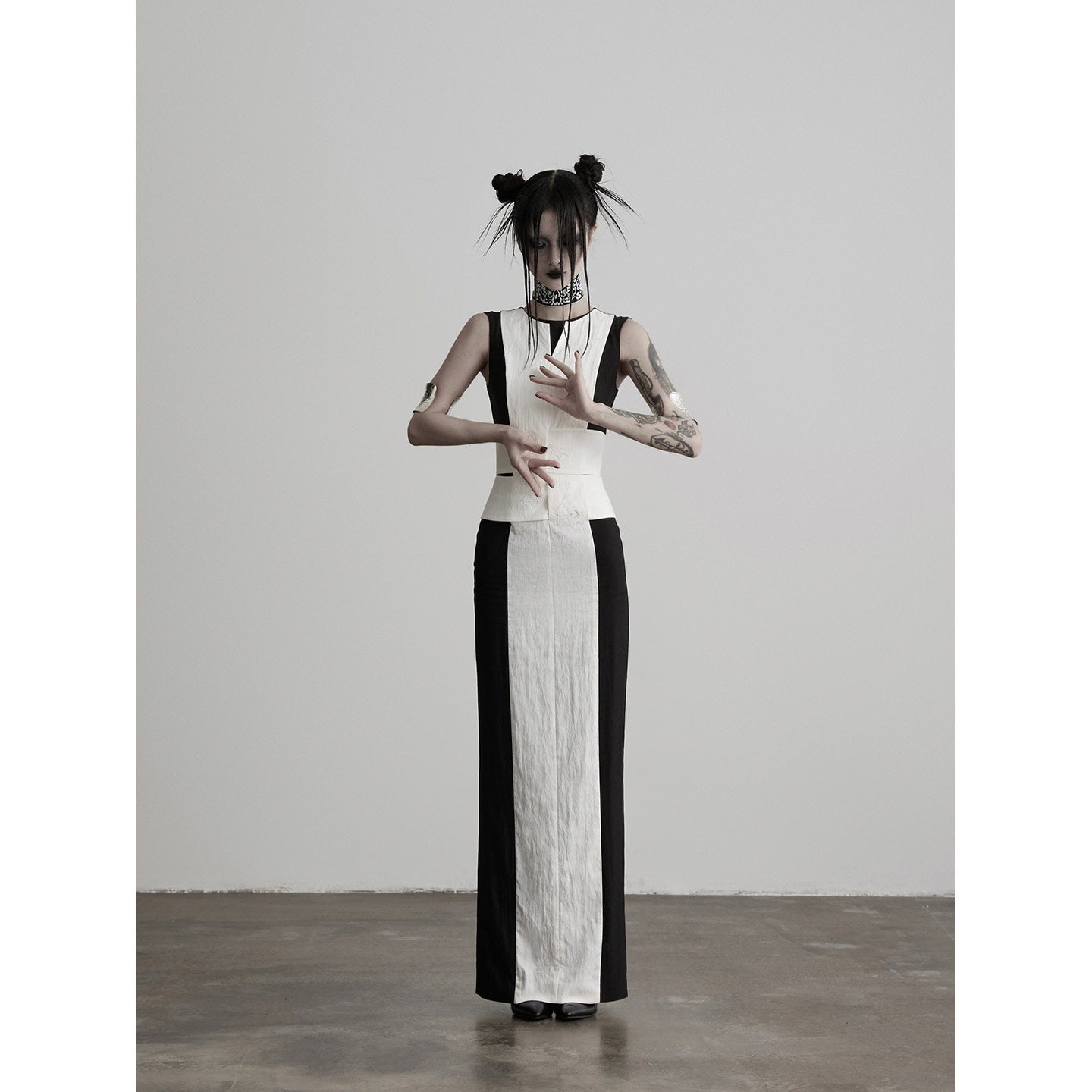 INDULGE_Black_Embroidered_Waist_Cinched_Structured_Women&