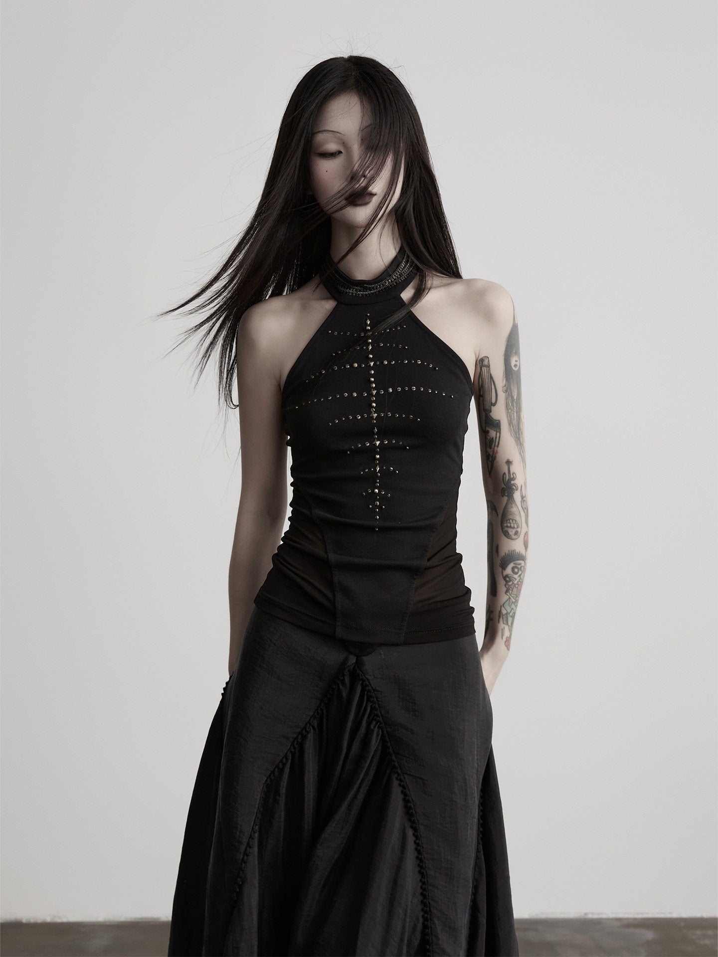 INDULGE_Black_Mesh_Hand_Beaded_Cutout_Cropped_Women&