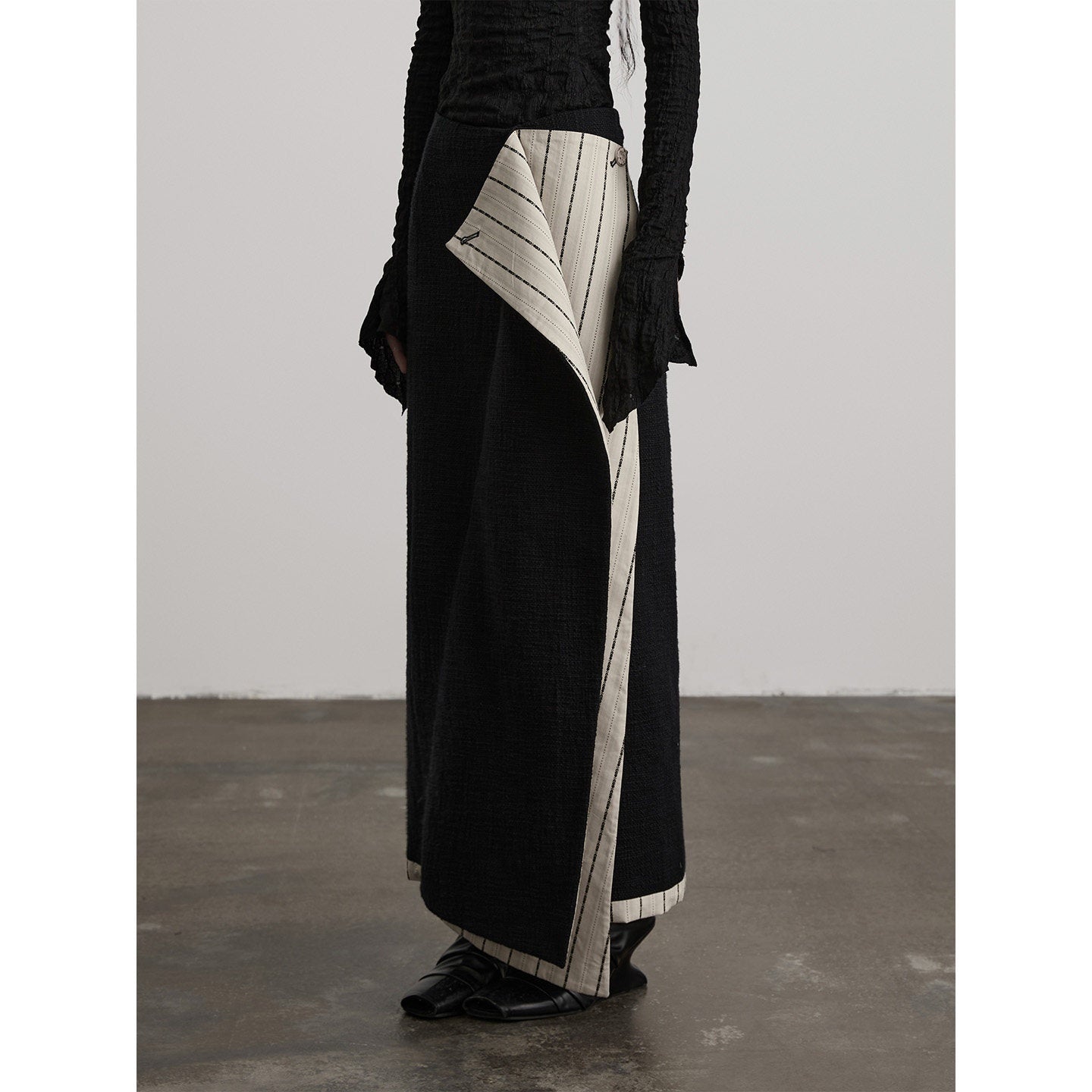 INDULGE_Black_White_Double_Layer_Spliced_Irregular_Panel_Women&