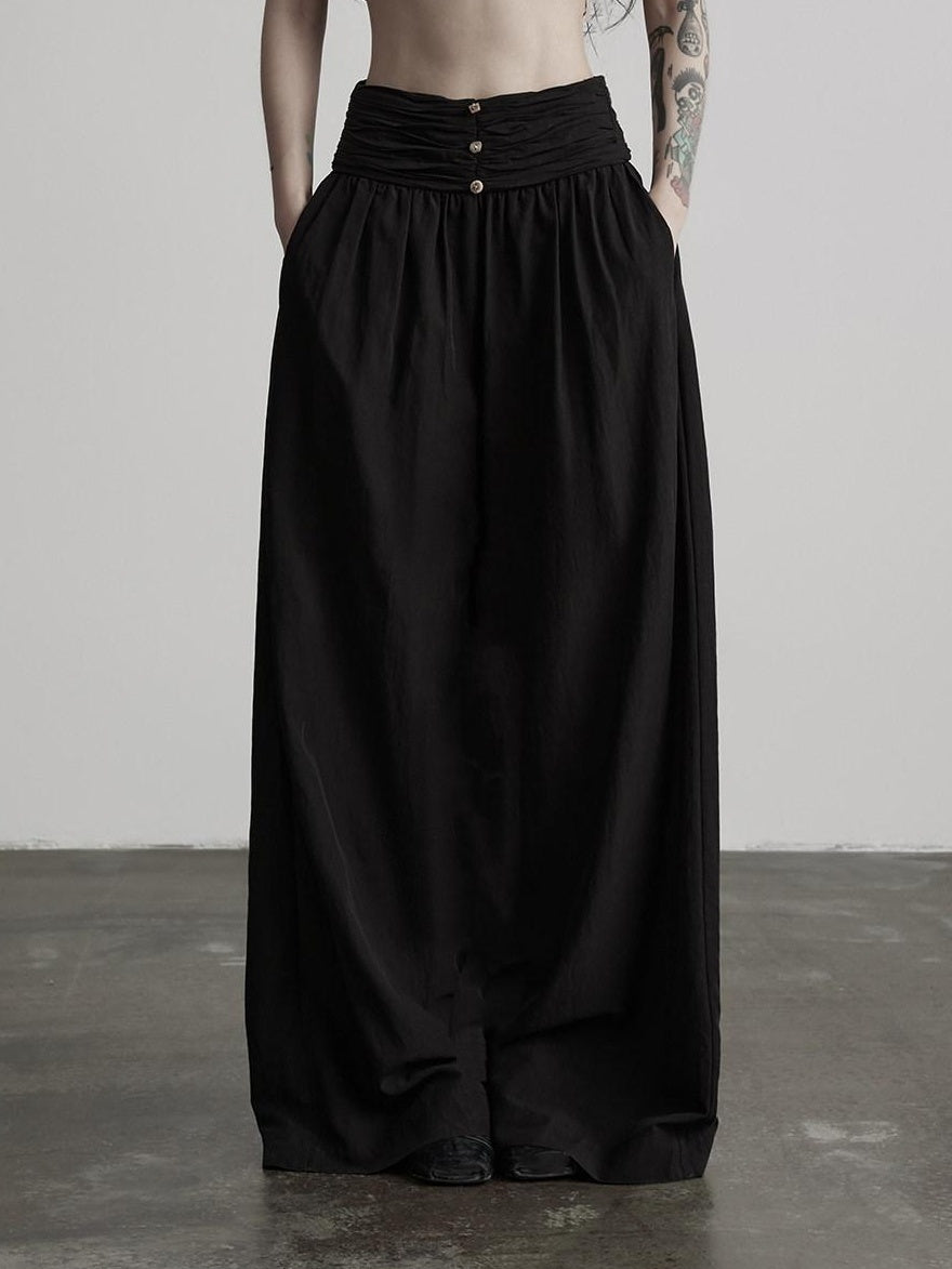 INDULGE Breathable Cotton Linen Zipper Pockets Natural Waist Casual Women Wide-Leg Pants