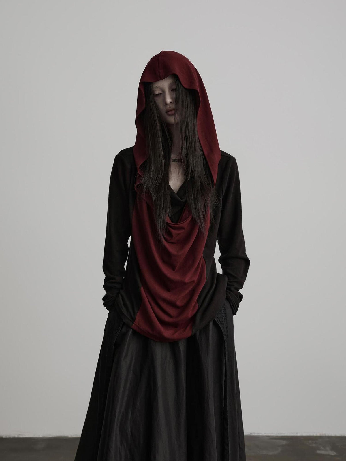 INDULGE Color Block Cowl Neck Hooded Women&
