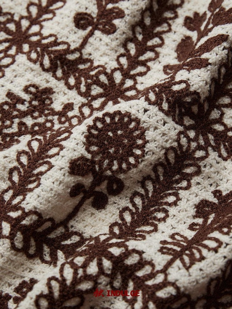 INDULGE Cozy Soft Knit Loose Fit Crew Neck Pullover Office Casual Brown Sweaters
