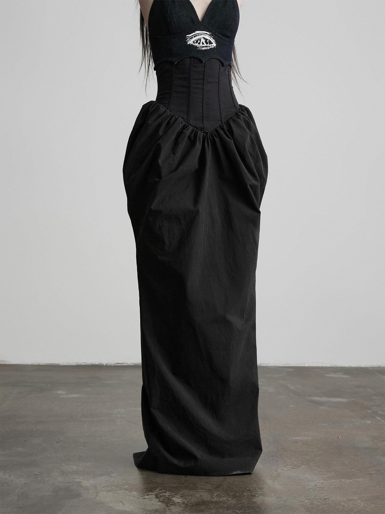 INDULGE Dark Bottle Ruched Cinch Waist Patchwork Women&
