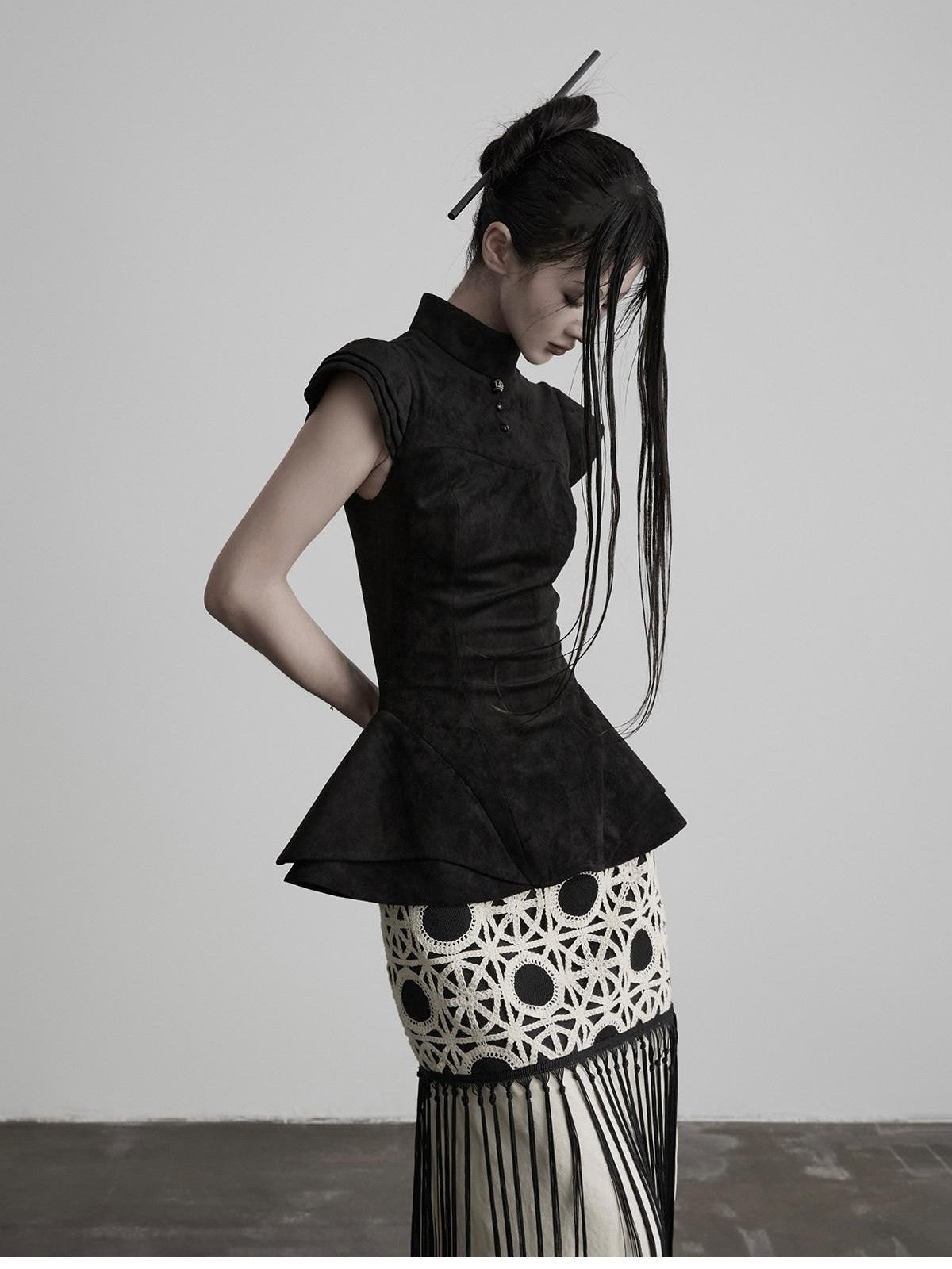 INDULGE Dark Court Half High Neck Skirted Hem Women&