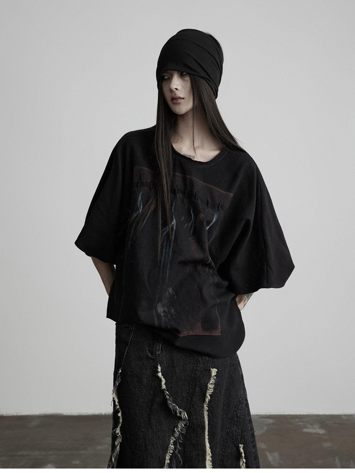 INDULGE Dark Gothic Print Boxy Women&