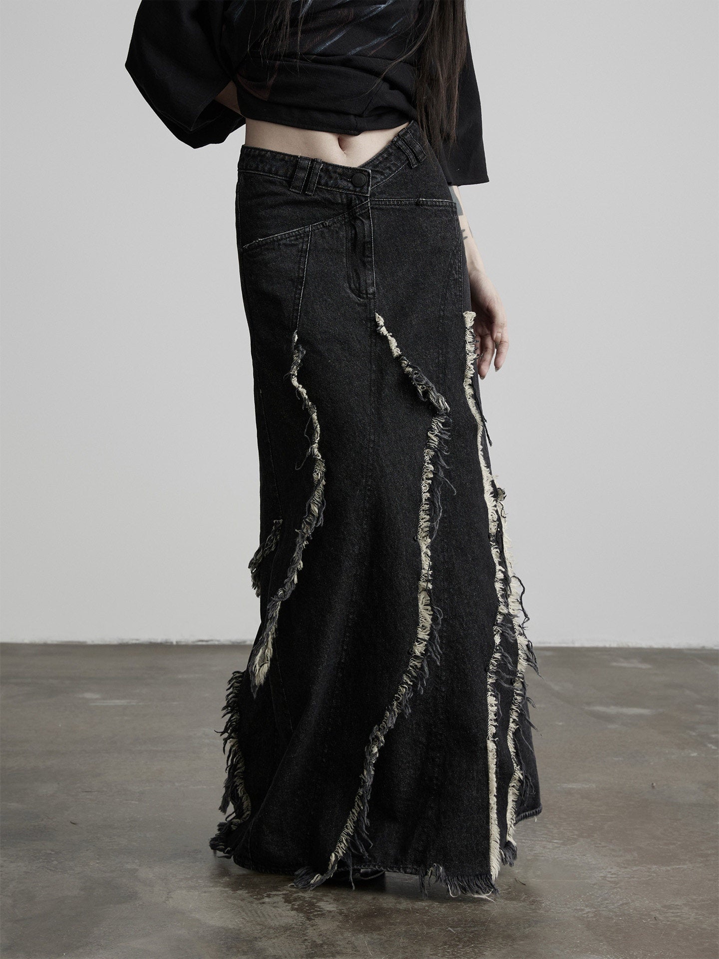 INDULGE_Distressed_Fringed_Layered_A_Line_Women&