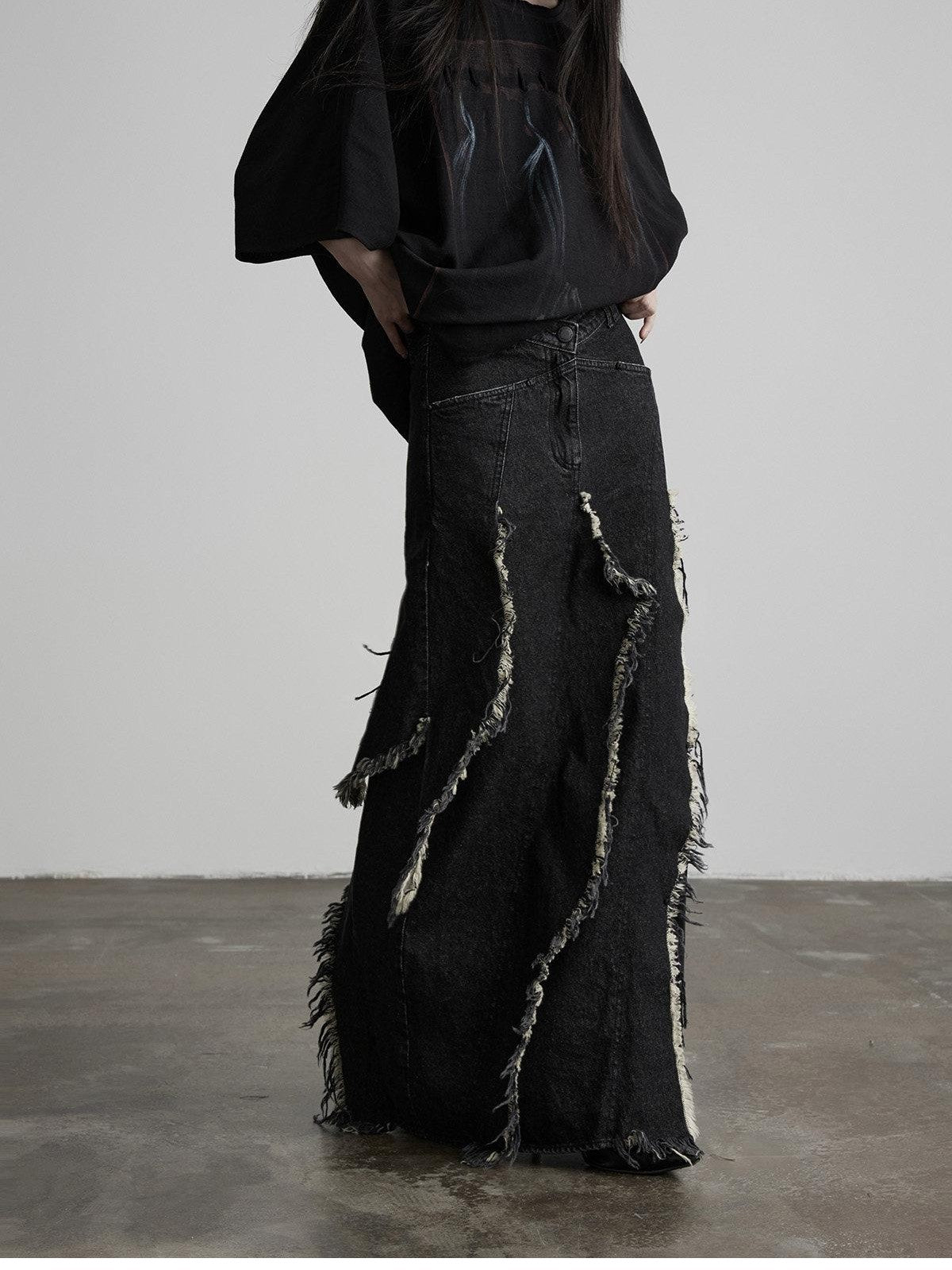 INDULGE Distressed Fringed Layered A Line Women&
