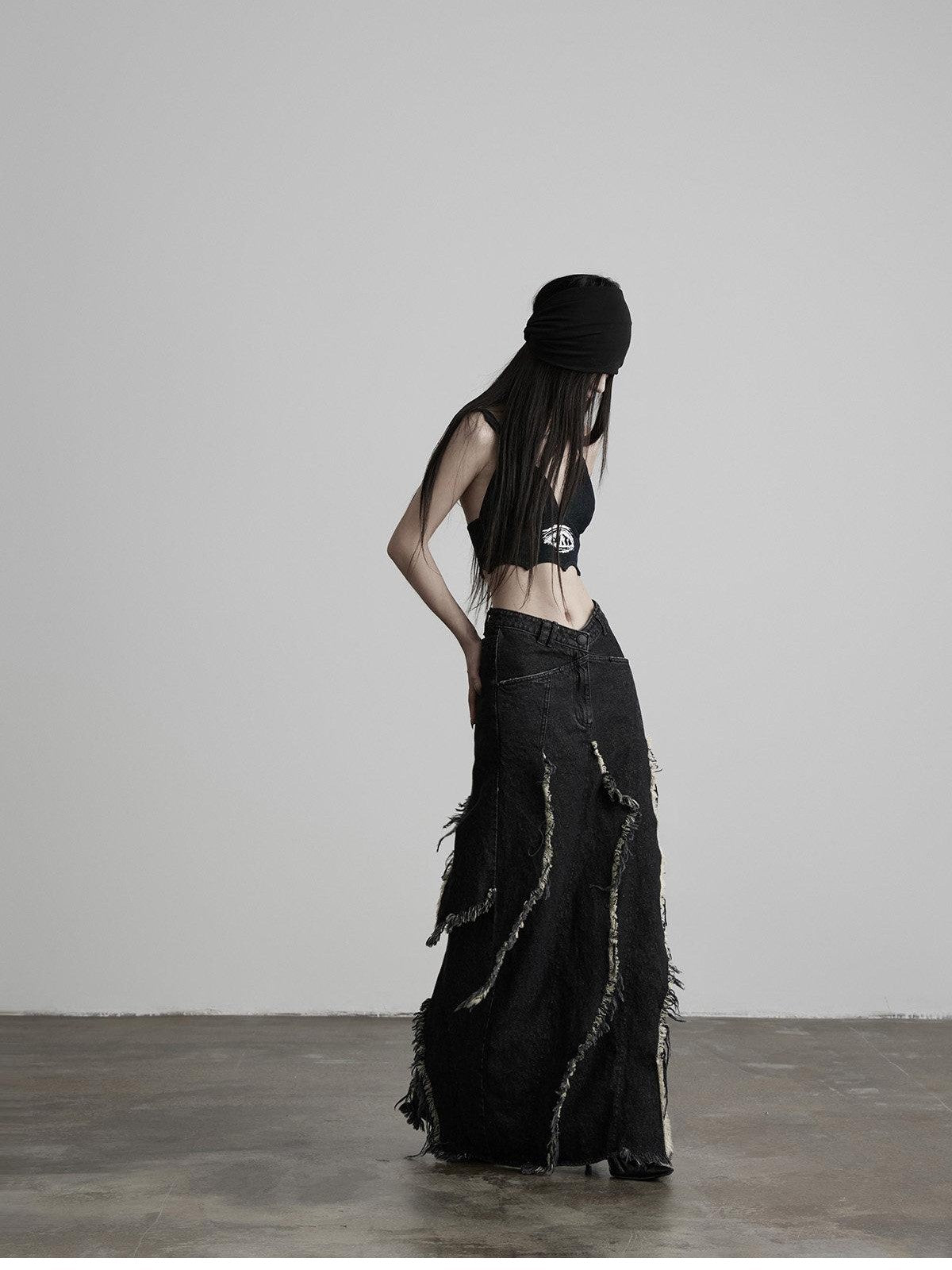 INDULGE Distressed Fringed Layered A Line Women&