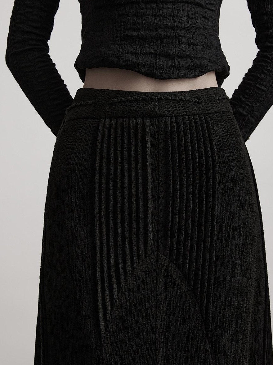 INDULGE Durable Pleated Low Waist Side Zipper Casual Fishtail Acetate Mermaid Skirts
